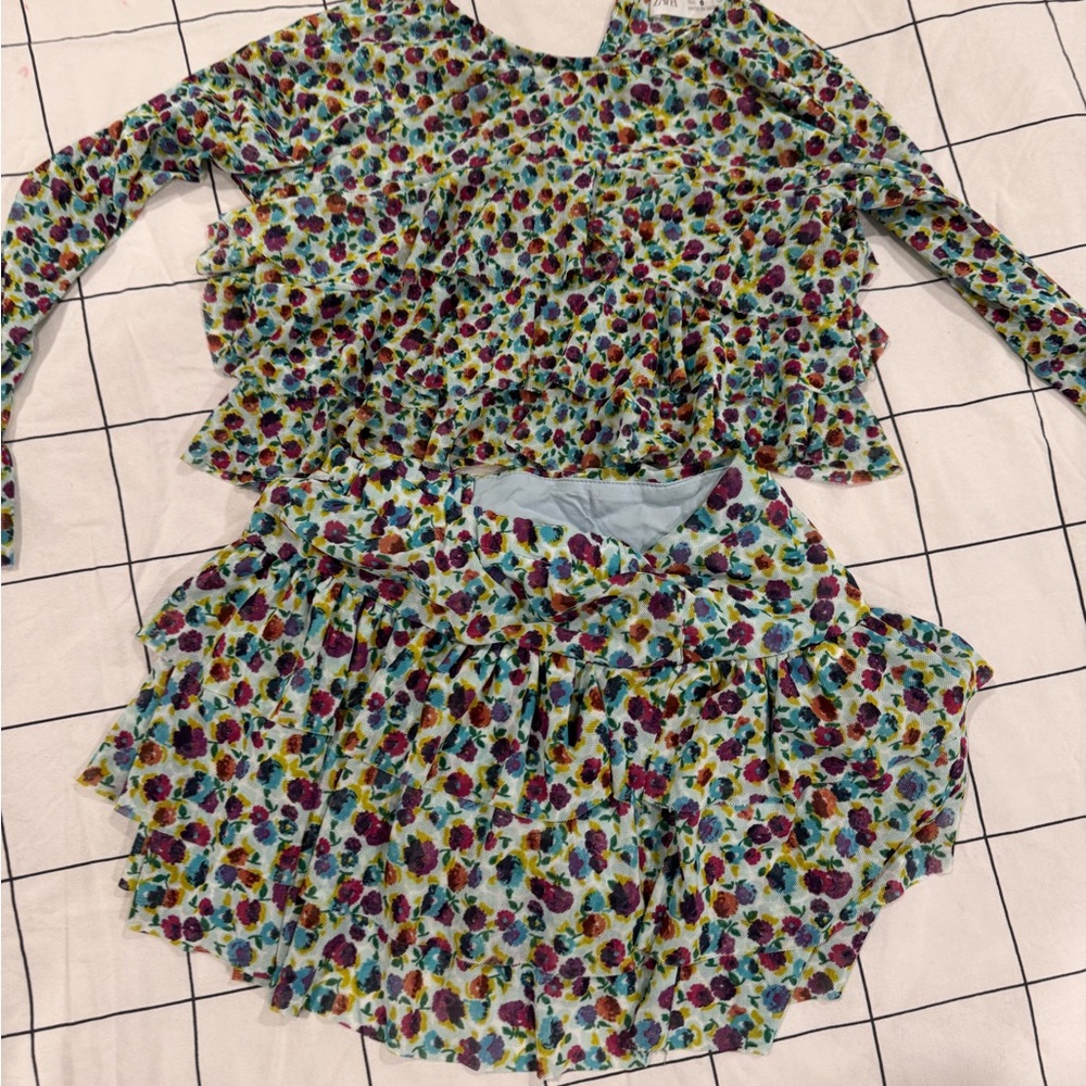 Floral Ruffle Kids Matching Set - Girls Size 6